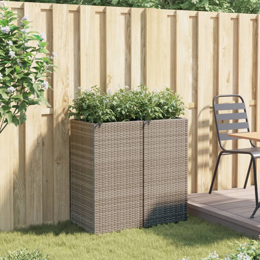 VidaXL Pflanzgefäße 2 Stk. 40x40x80 cm Polyrattan grau