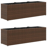 VidaXL Pflanzgefäße mit 3 Töpfen 2 Stk. 105x30x32 cm Polyrattan braun