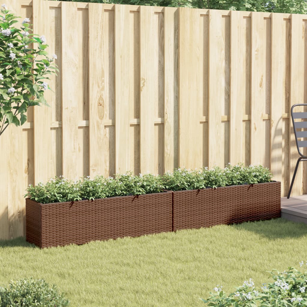 VidaXL Pflanzgefäße mit 3 Töpfen 2 Stk. 105x30x32 cm Polyrattan braun
