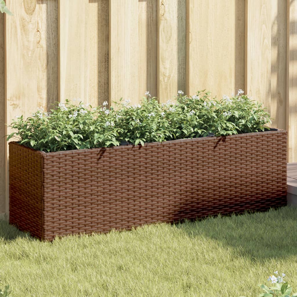 VidaXL Pflanzgefäße mit 3 Töpfen 2 Stk. 105x30x32 cm Polyrattan braun