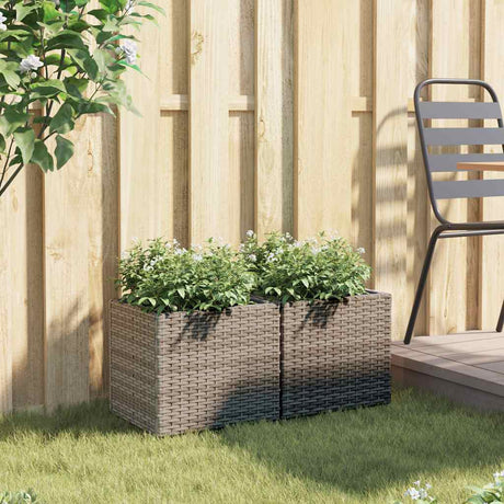 Vidaxx Pflanzgefäße 2 Stk. 36x30x32 cm Polyrattan grau
