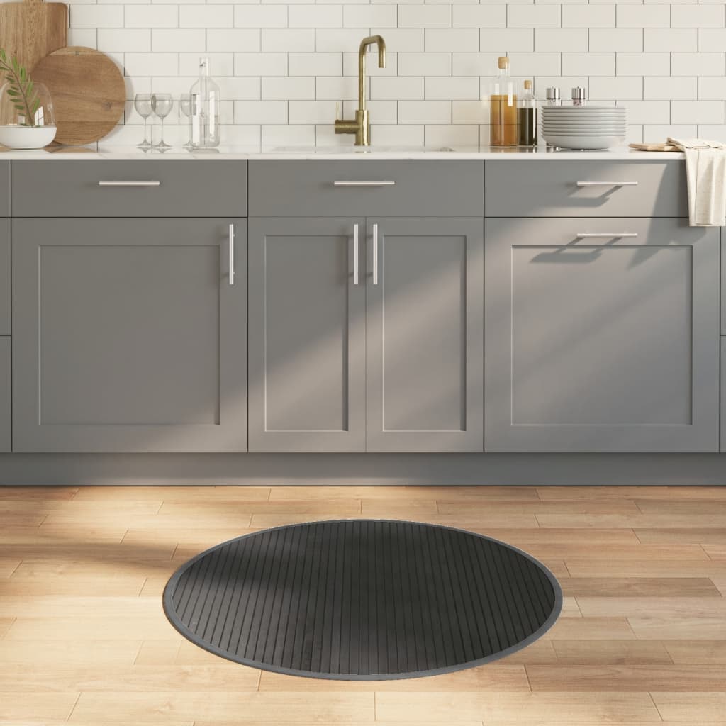 VidaXL Teppich rund 80 cm Bambusgrau