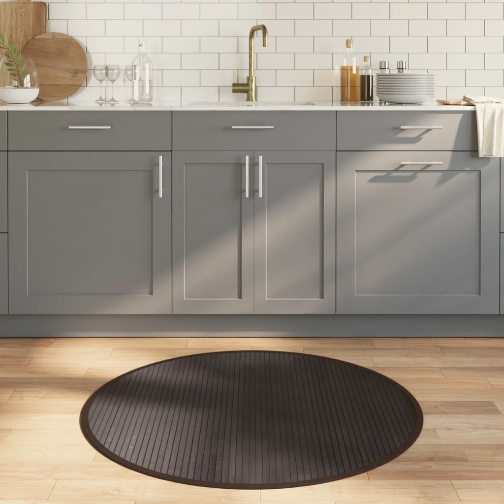 VidaXL Teppich rund 100 cm Bambus dunkelbraun