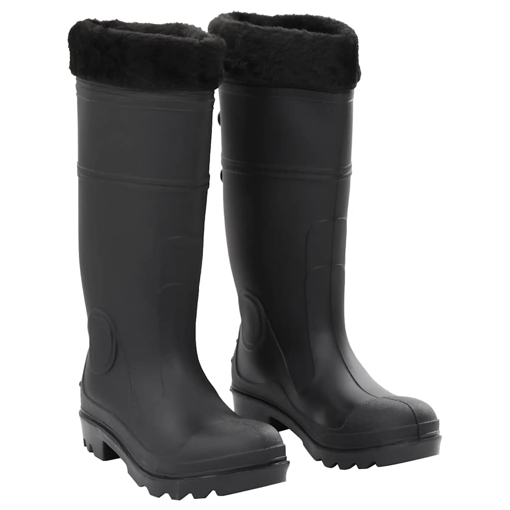 Vidaxl Regenstiefel mit abnehmbaren Socken Größe 39 PVC schwarz