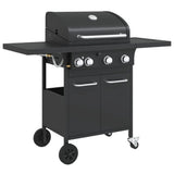 VidaXL Gasgrill mit 4 Brennern, pulverbeschichteter Stahl, schwarz