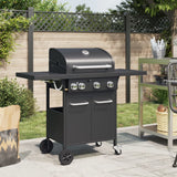 VidaXL Gasgrill mit 4 Brennern, pulverbeschichteter Stahl, schwarz