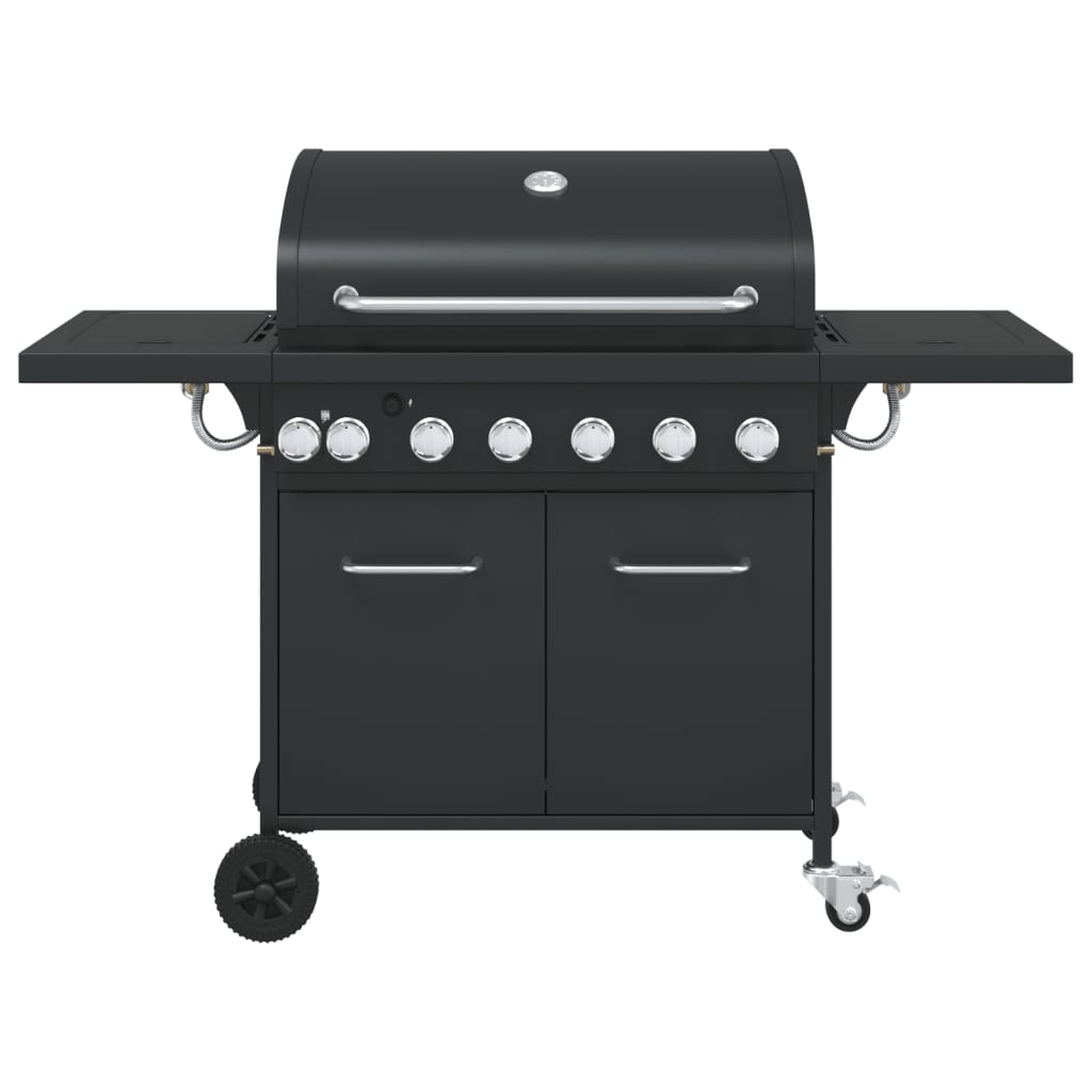 VidaXL Gasgrill mit 7 Brennern, pulverbeschichteter Stahl, schwarz