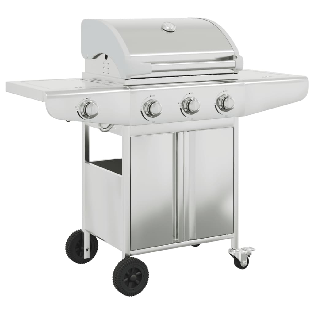 VidaXL Gasgrill mit 4 Brennern aus Edelstahl silberfarben
