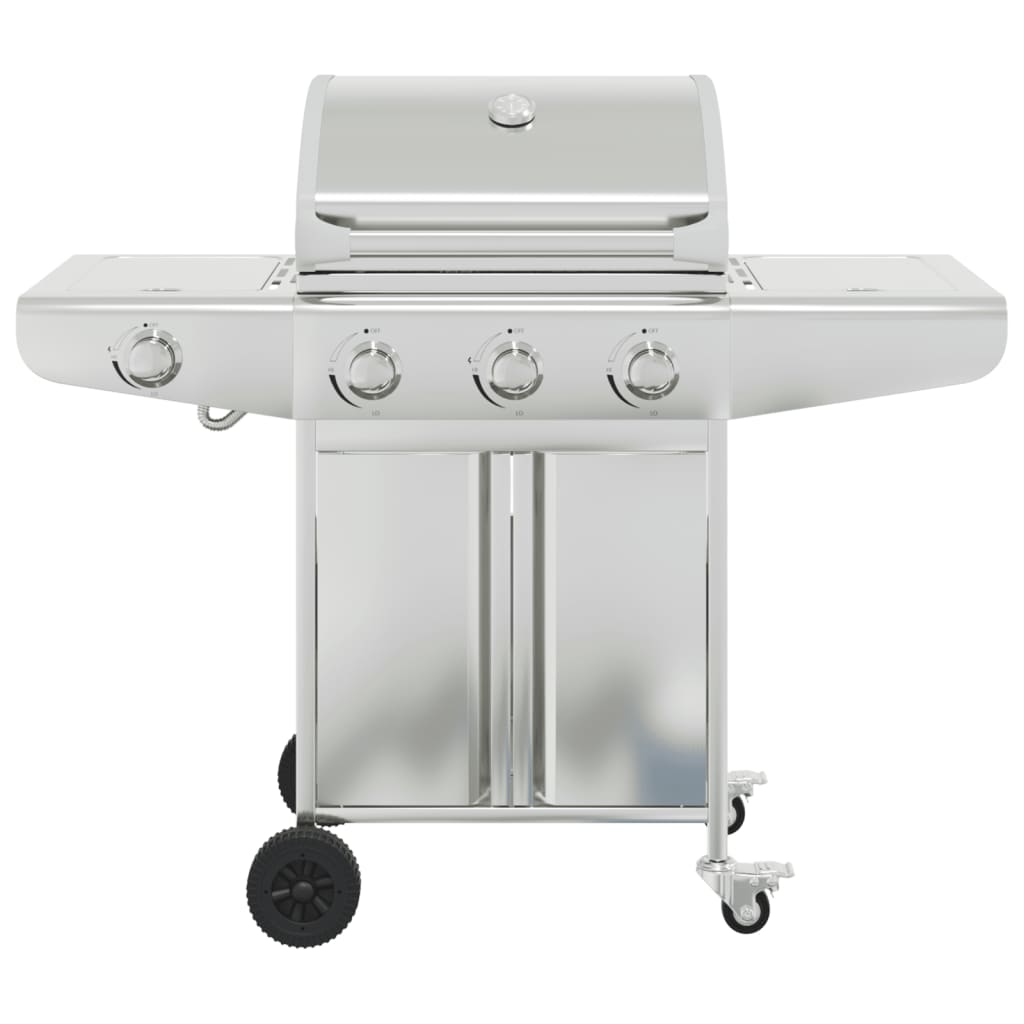 VidaXL Gasgrill mit 4 Brennern aus Edelstahl silberfarben