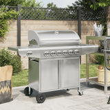 VidaXL Gasgrill mit 7 Brennern aus Edelstahl silberfarben