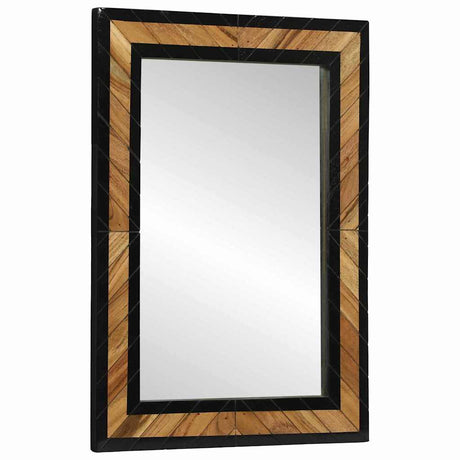 Vidaxl wandspiegel zwart en bruin 70 x 2 x 70 cm massief acaciahout
