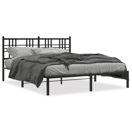 Vidaxl bedframe met hoofdbord metaal zwart 150x200 cm
