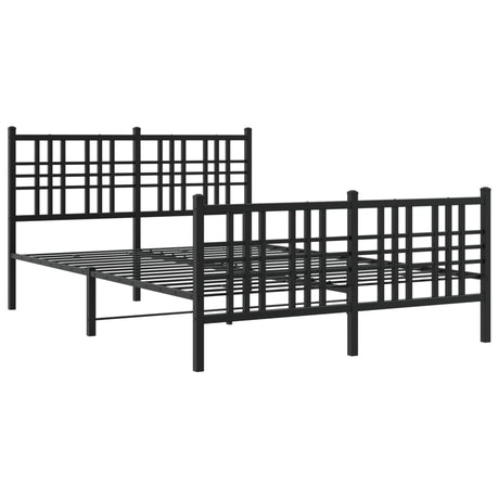 Vidaxl bedframe met hoofd- en voeteneinde metaal zwart 137x190 cm