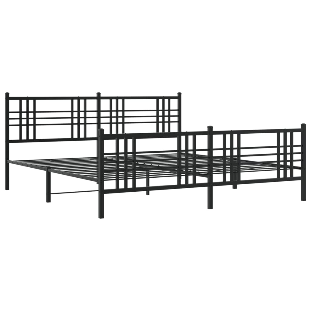 Vidaxl bedframe met hoofd- en voeteneinde metaal zwart 193x203 cm