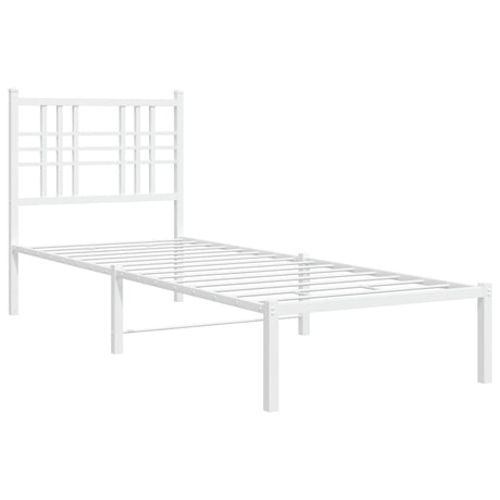 Vidaxl bedframe met hoofdbord zonder matras metaal wit 75x190 cm