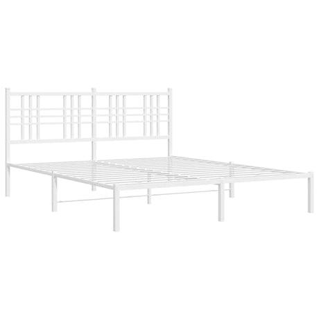 Vidaxl bedframe met hoofdbord metaal wit 150x200 cm