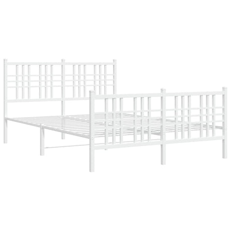 Vidaxl bedframe met hoofd- en voeteneinde metaal wit 140x190 cm