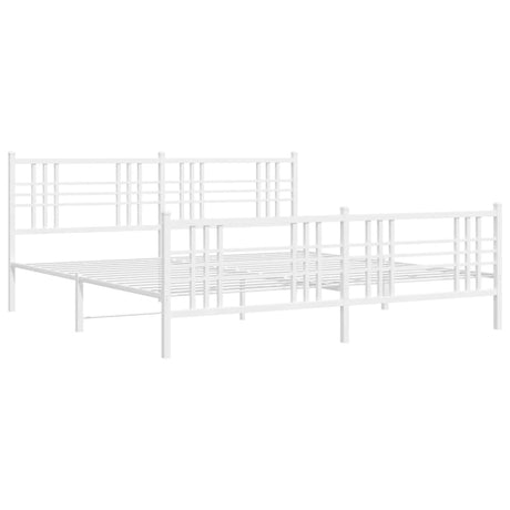 Vidaxl bedframe met hoofd- en voeteneinde metaal wit 183x213 cm
