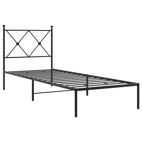 Vidaxl bedframe met hoofdbord metaal zwart 75x190 cm