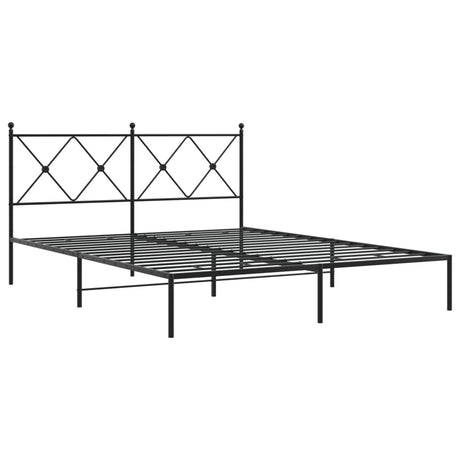 Vidaxl bedframe met hoofdbord metaal zwart 160x200 cm