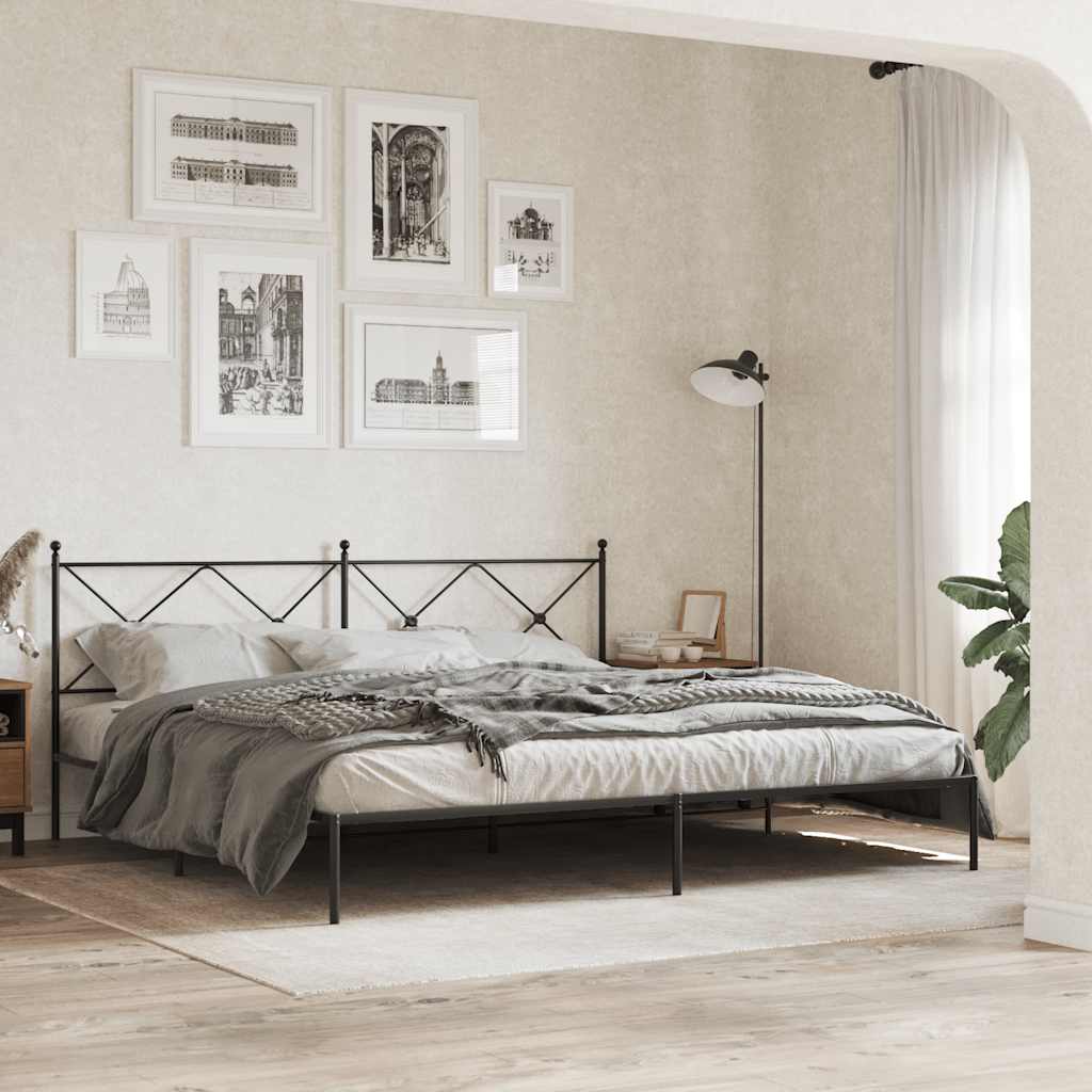 Vidaxl bedframe met hoofdbord metaal zwart 193x203 cm