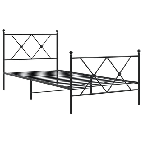 Vidaxl bedframe met hoofd- en voeteneinde metaal zwart 90x190 cm