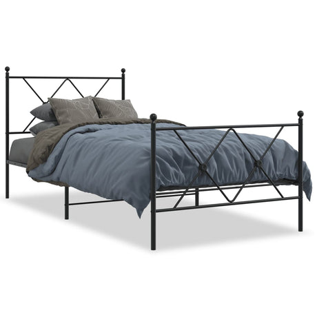 Vidaxl bedframe met hoofd- en voeteneinde metaal zwart 90x200 cm
