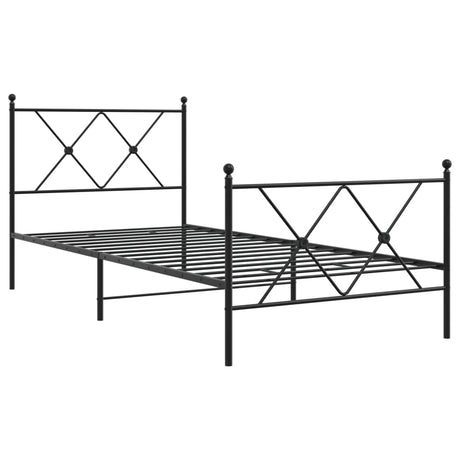 Vidaxl bedframe met hoofd- en voeteneinde metaal zwart 90x200 cm