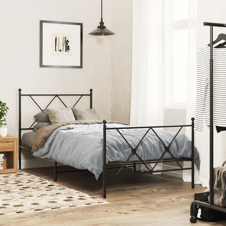 Vidaxl bedframe met hoofd- en voeteneinde metaal zwart 90x200 cm