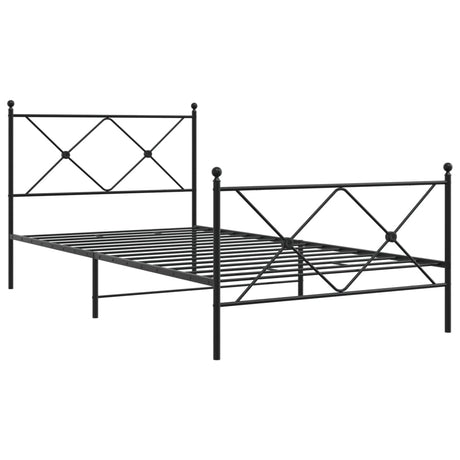 Vidaxl bedframe met hoofd- en voeteneinde metaal zwart 100x190 cm