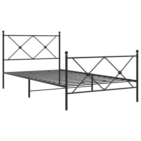 Vidaxl bedframe met hoofd- en voeteneinde metaal zwart 100x200 cm