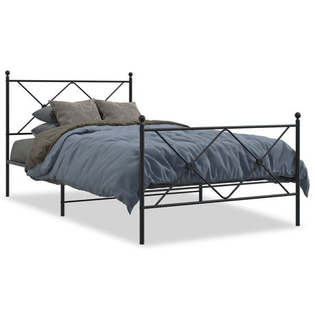 Vidaxl bedframe met hoofd- en voeteneinde metaal zwart 107x203 cm