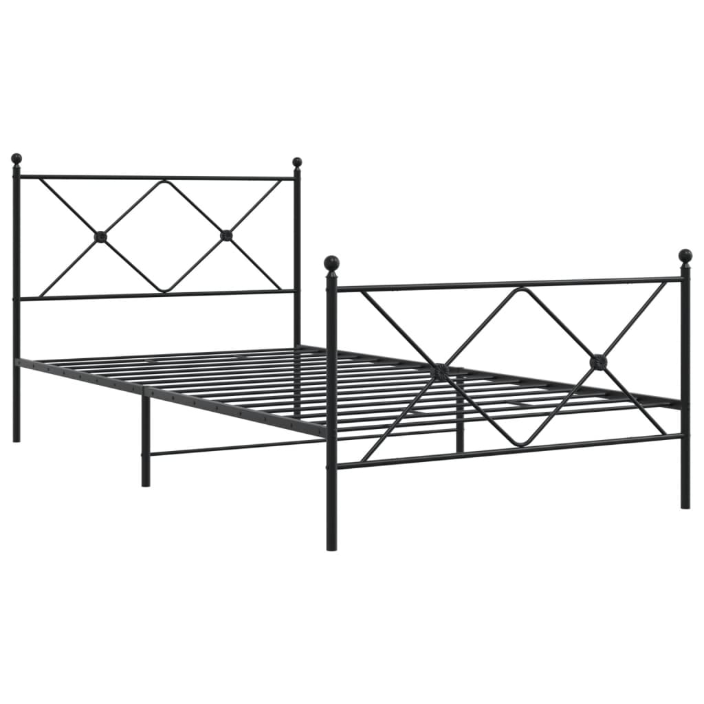 Vidaxl bedframe met hoofd- en voeteneinde metaal zwart 107x203 cm