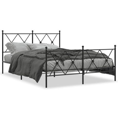 Vidaxl bedframe met hoofd- en voeteneinde metaal zwart 140x190 cm