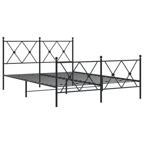Vidaxl bedframe met hoofd- en voeteneinde metaal zwart 140x200 cm