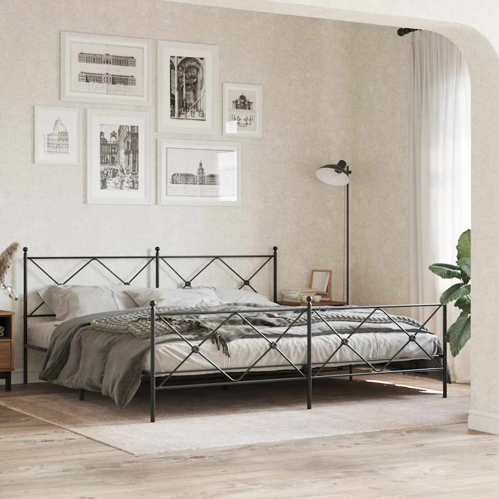 Vidaxl vervangend hoofdbord 200 cm metaal zwart