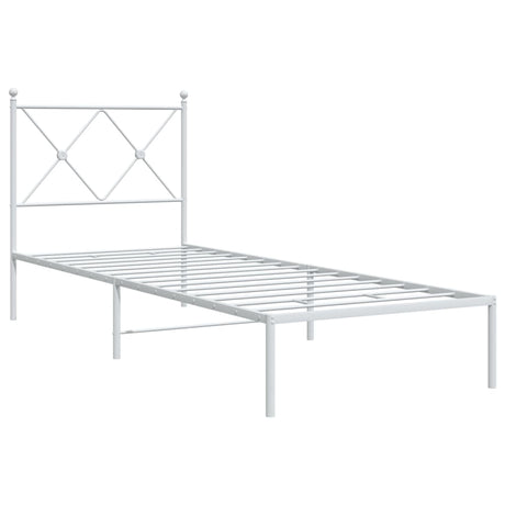 Vidaxl bedframe met hoofdbord zonder matras metaal wit 75x190 cm
