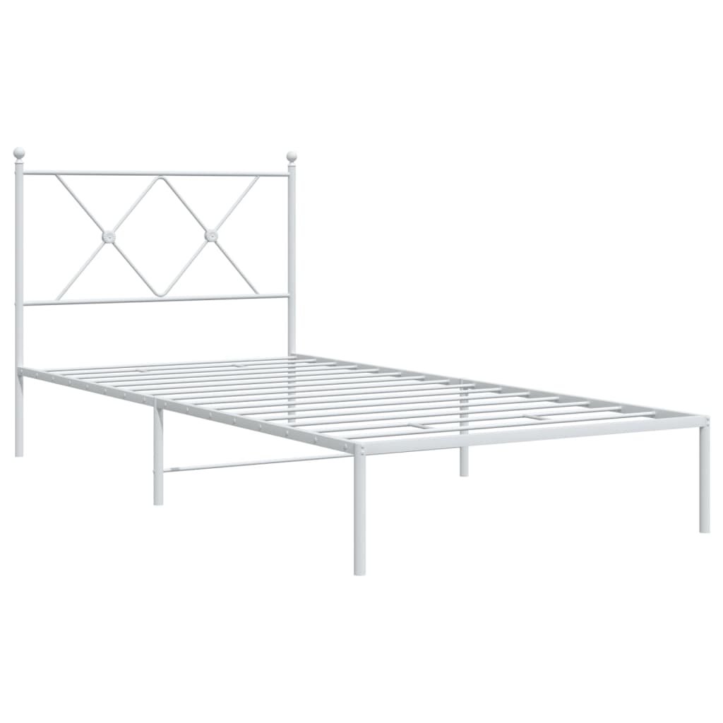 Vidaxl bedframe met hoofdbord metaal wit 90x200 cm