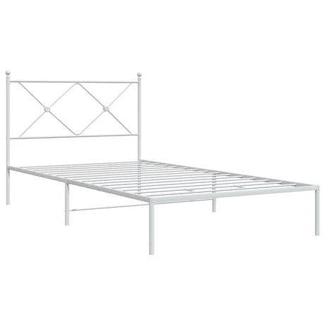 Vidaxl bedframe met hoofdbord metaal wit 100x190 cm