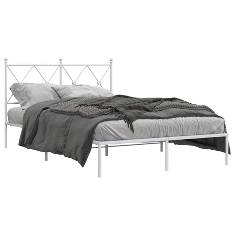 Vidaxl bedframe met hoofdbord metaal wit 120x200 cm