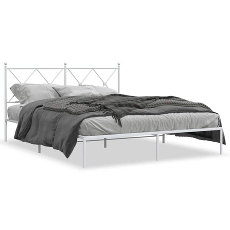 Vidaxl bedframe met hoofdbord metaal wit 150x200 cm