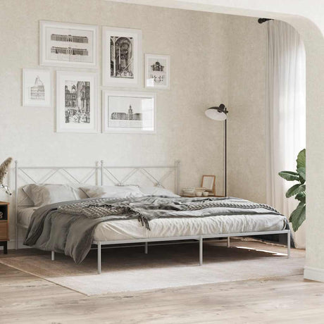 Vidaxl bedframe met hoofdbord metaal wit 193x203 cm