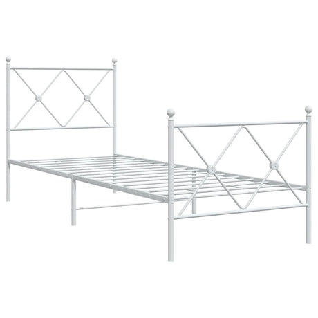 Vidaxl bedframe met hoofd- en voeteneinde metaal wit 75x190 cm