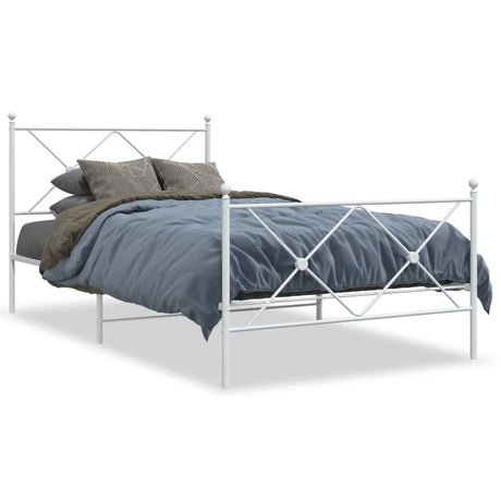 Vidaxl bedframe met hoofd- en voeteneinde metaal wit 107x203 cm