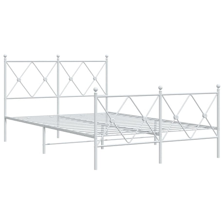 Vidaxl bedframe met hoofd- en voeteneinde metaal wit 120 x 190 cm