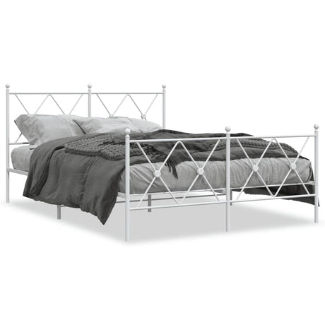 Vidaxl bedframe met hoofd- en voeteneinde metaal wit 140x190 cm