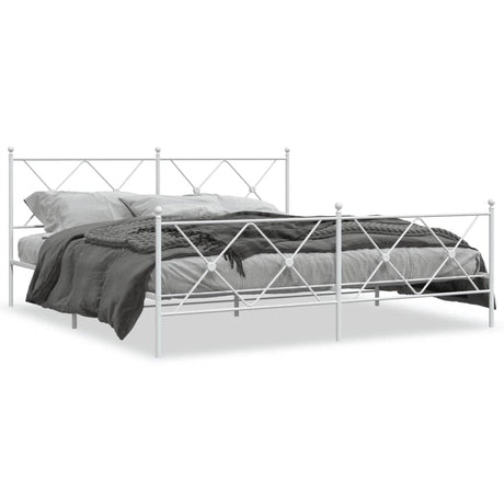 Vidaxl bedframe met hoofd- en voeteneinde metaal wit 183x213 cm