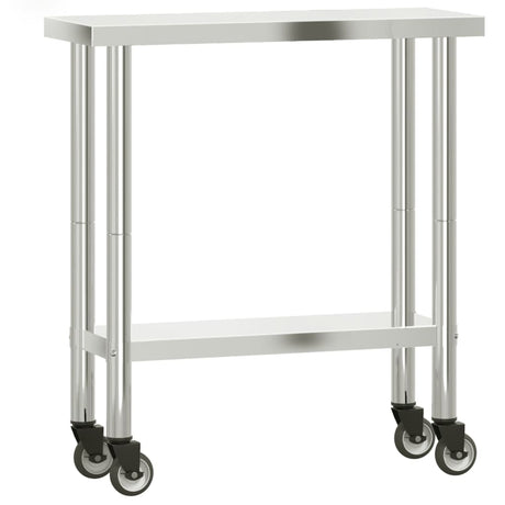 Vidaxx Küchenarbeitstisch mit Rollen 82,5x30x85 cm Edelstahl