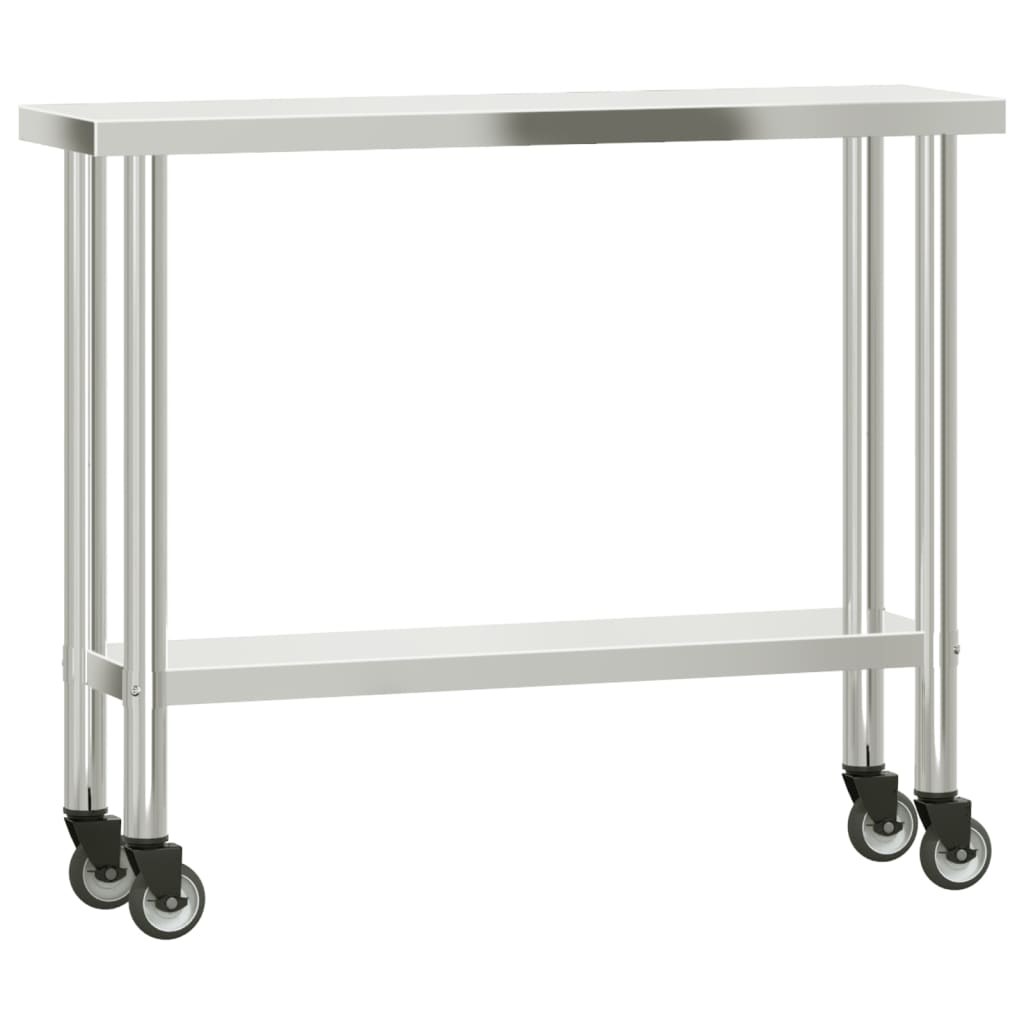 Vidaxx Küchenarbeitstisch mit Rollen 110x30x85 cm Edelstahl