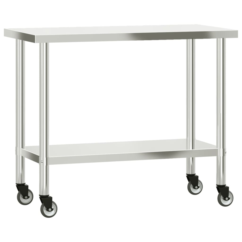 Vidaxx Küchenarbeitstisch mit Rollen 110x55x85 cm Edelstahl
